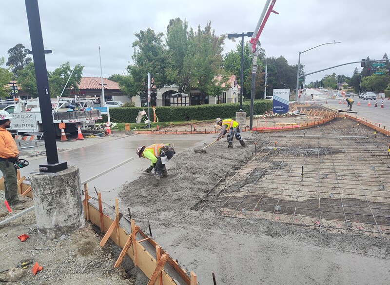 Pouring concrete in the Raley's Shopping Center parking lot entrance