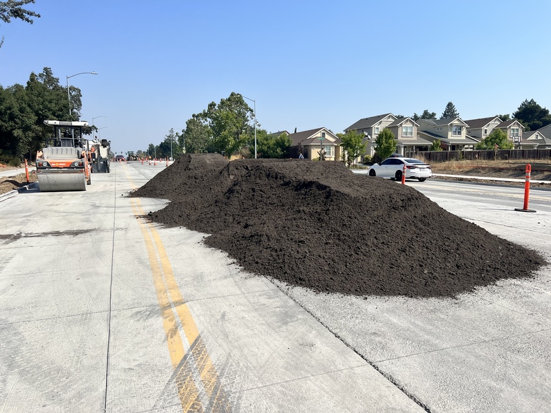 Fresh topsoil delivered for the new landscaping