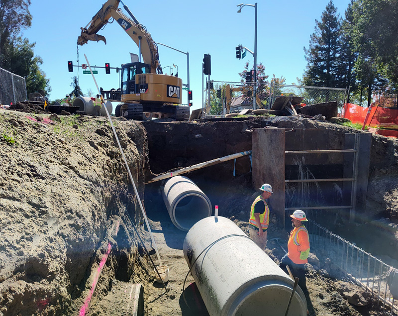 Installing the new 42" storm drain pipeline