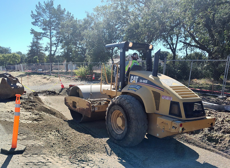 Compacting the fill for the widening of Fulton Road
