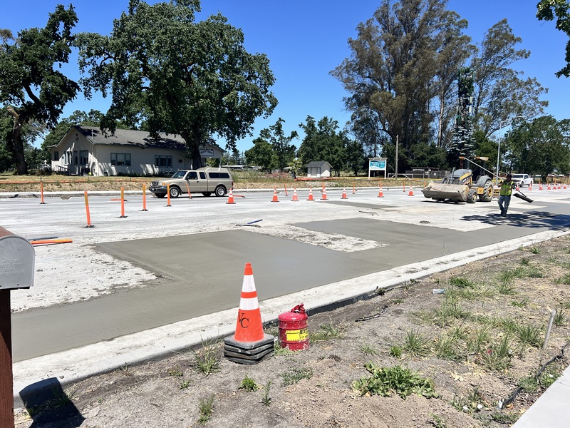 Newly poured sections of concrete typically take 3 days to cure