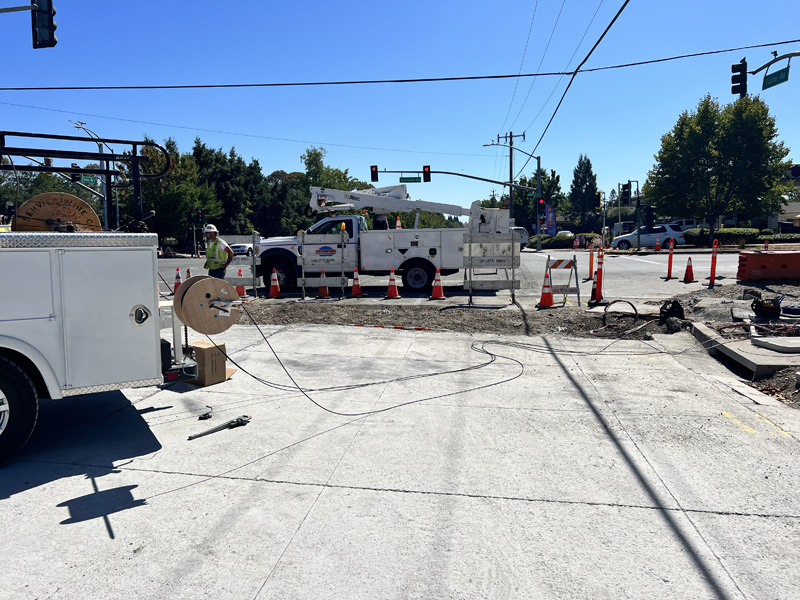 Electrical work underway at the corner of Fulton Rd and Guerneville Road